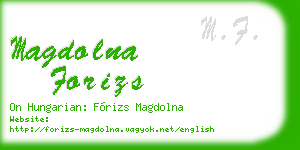 magdolna forizs business card